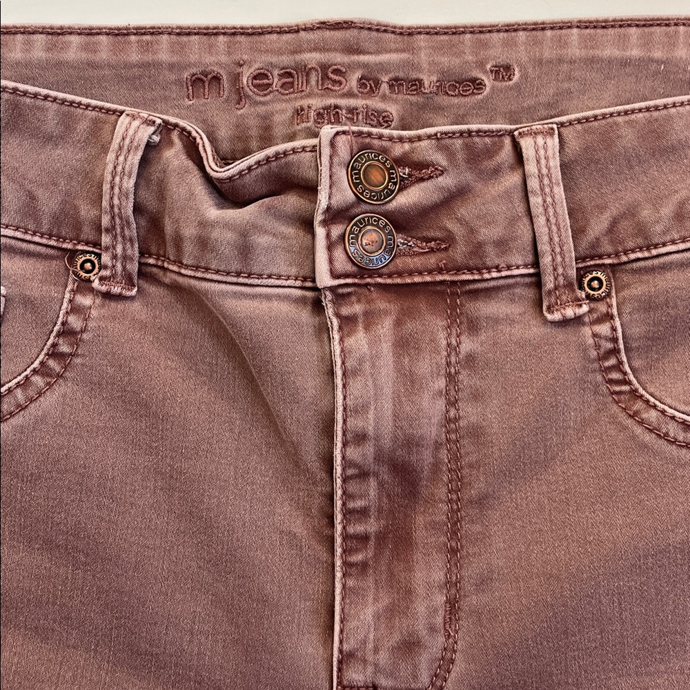 MAURICES High Rise M Jeans Mauve Color Size Medium - Picture 2 of 4